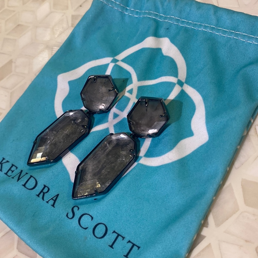 Vintage Kendra Scott hematite and mirror rock crystal Perla earrings